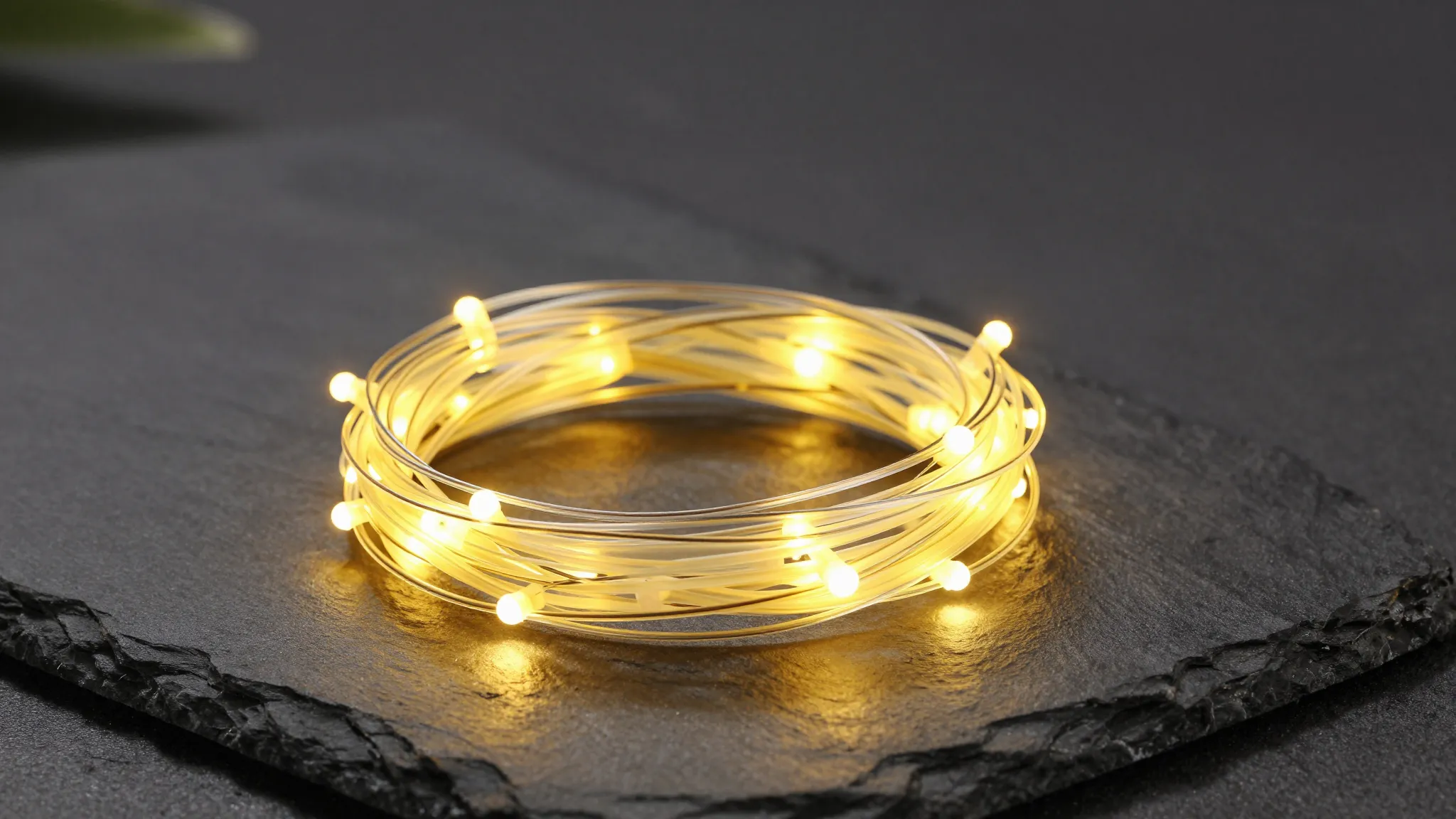 Professional product photography of a 1-meter yellow LED fai...
