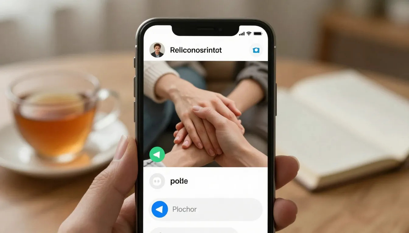 A cozy and intimate Telegram chat interface on a smartphone ...