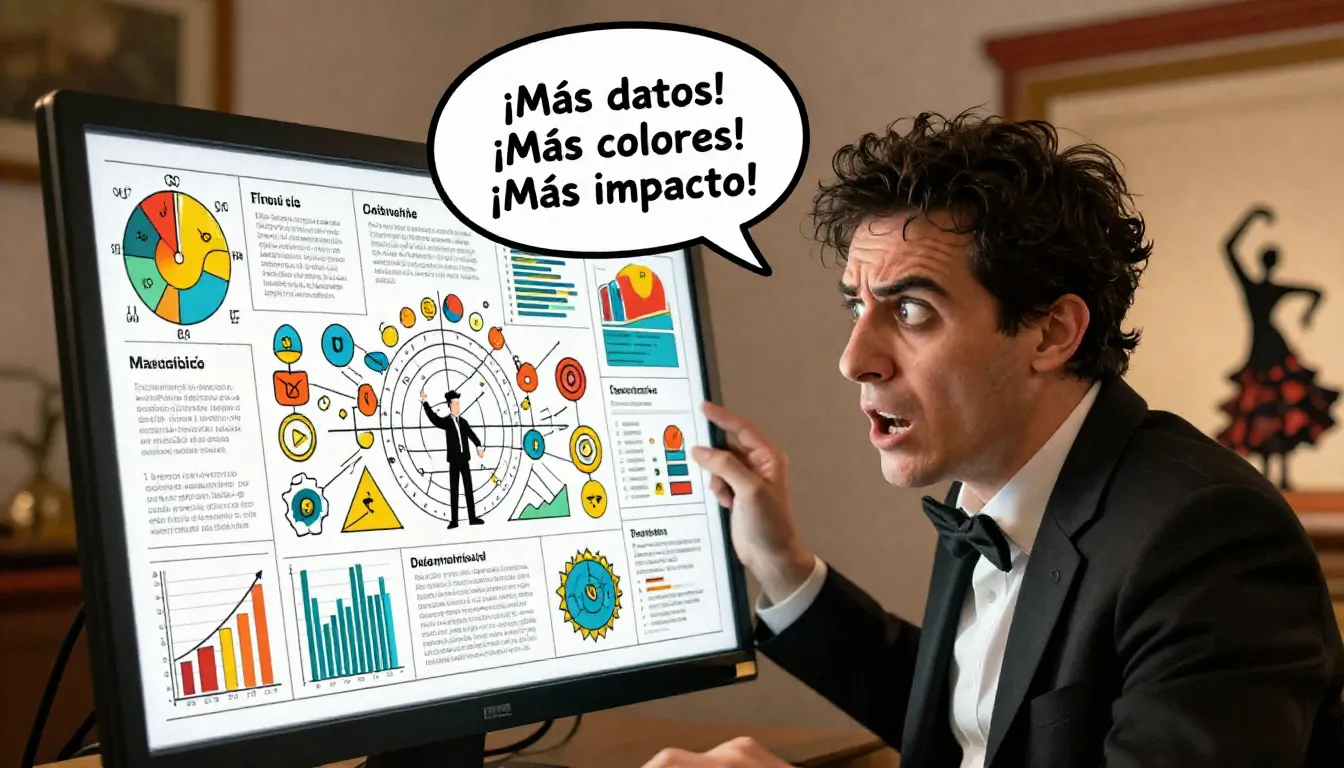 A humorous cartoon image of a person, dressed as a designer,...