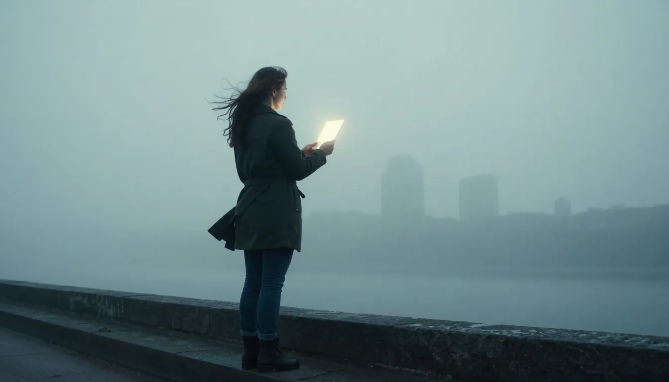 Cinematic video based on the provided photo. The woman is st...