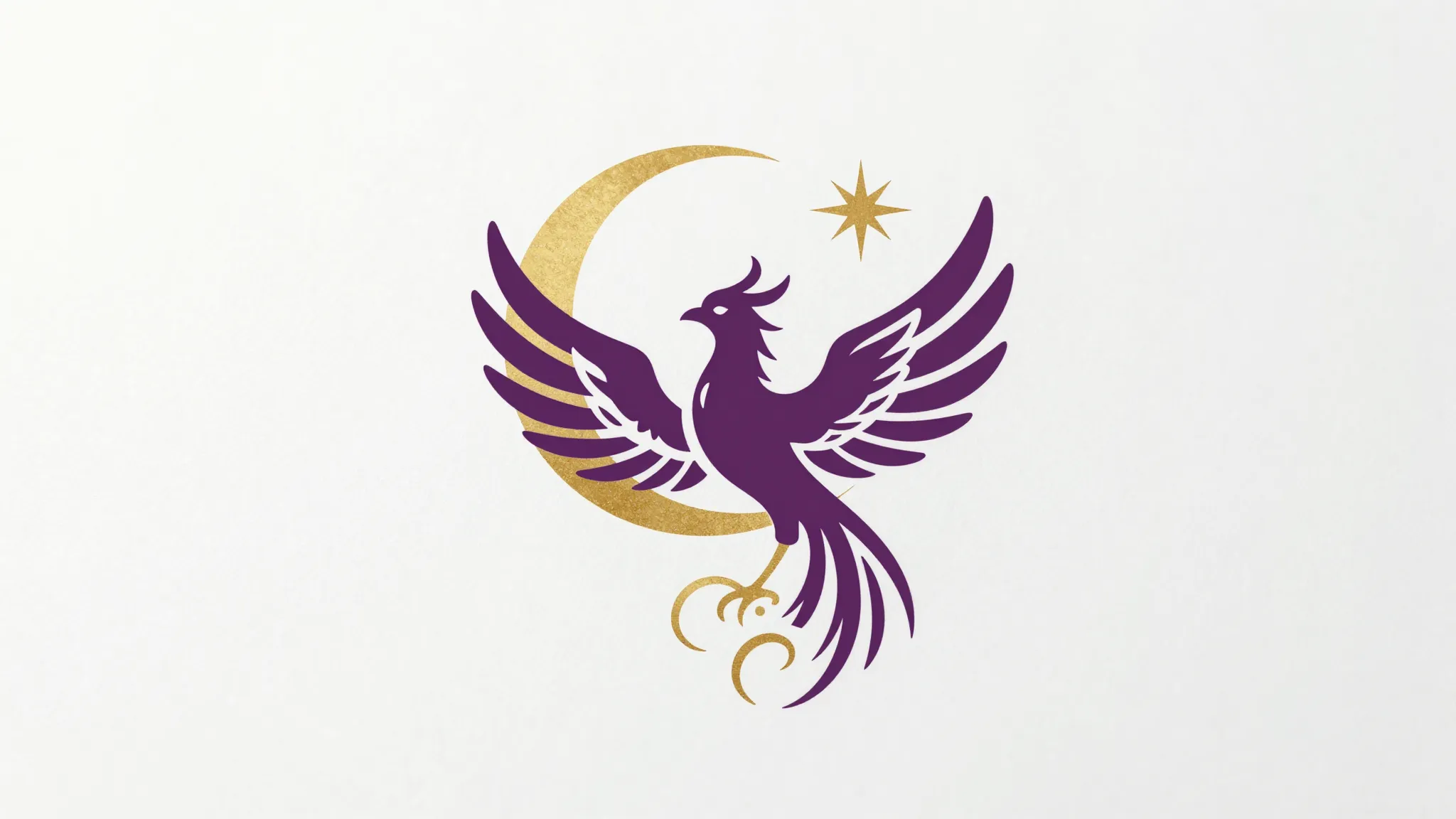 Minimalist logo design for a mystical brand, a stylized phoe...