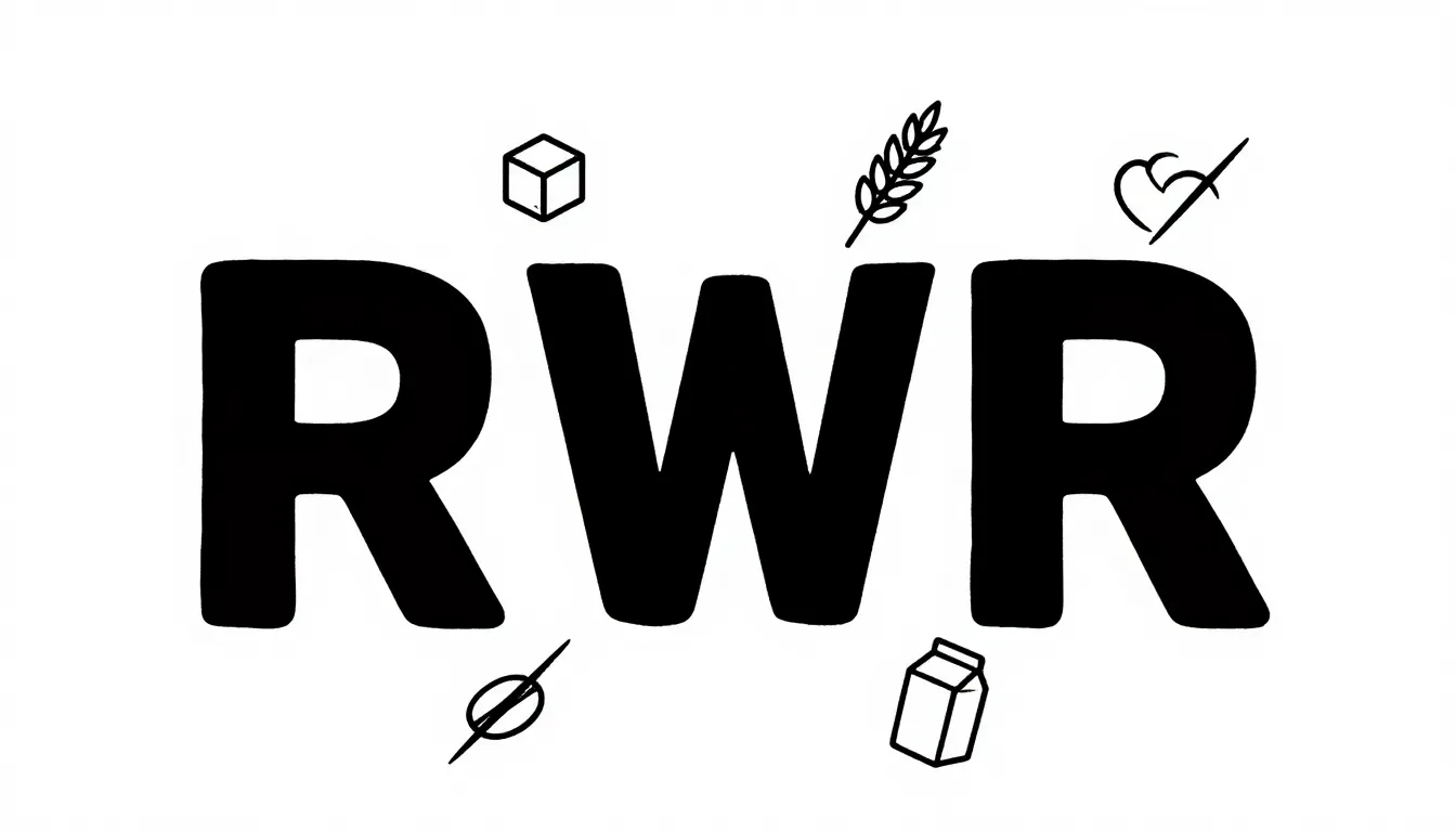 Minimalist brutalist vector logo 'RWR' in solid matte black....