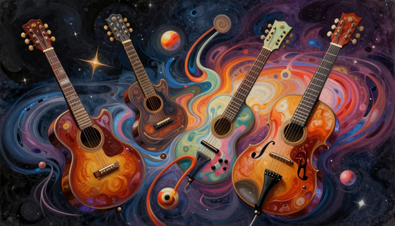 Surreal abstract art representing avant-garde music, melting...