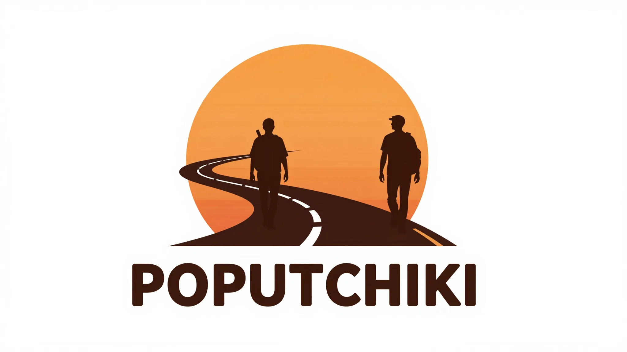 Minimalist logo for a musical duo named 'POPUTCHIKI', featur...