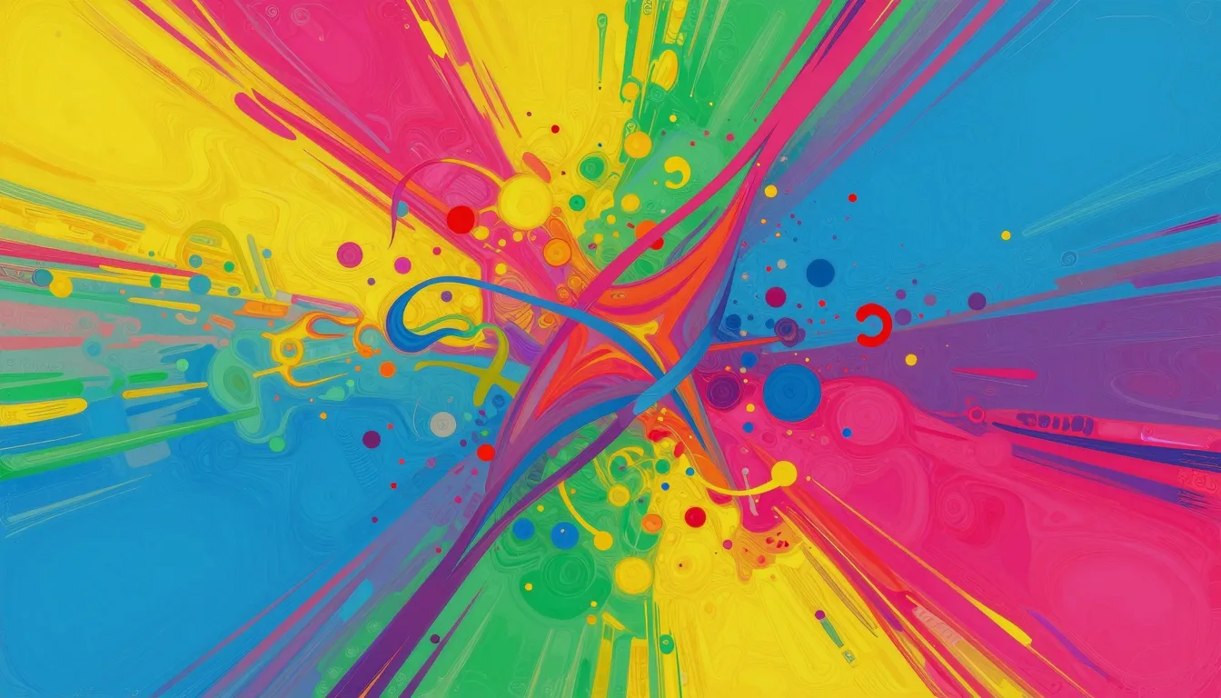Vibrant, colorful abstract art, bright tones, high contrast,...