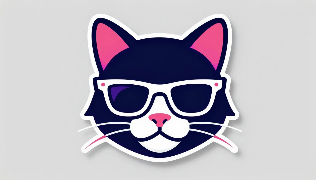 Modern pop-art logo, stylized cat face with neon outlines, s...