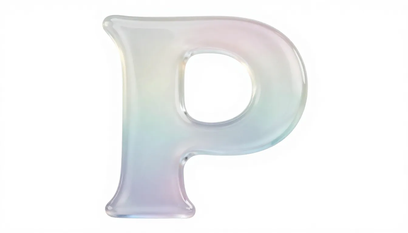 Elegant artistic letter 'P', fluid organic shapes, smooth ro...