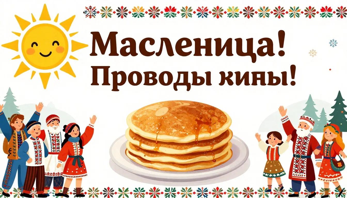 A vibrant and festive poster for Maslenitsa, featuring a che...