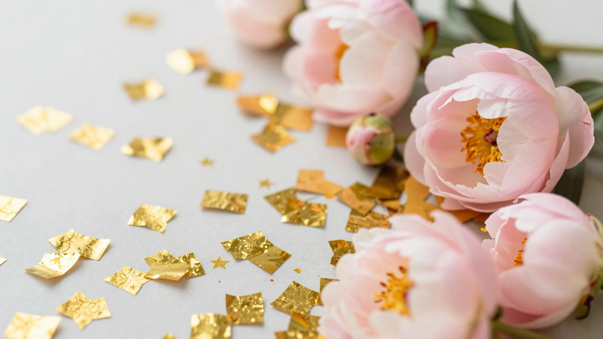 A beautiful festive background with golden confetti and deli...