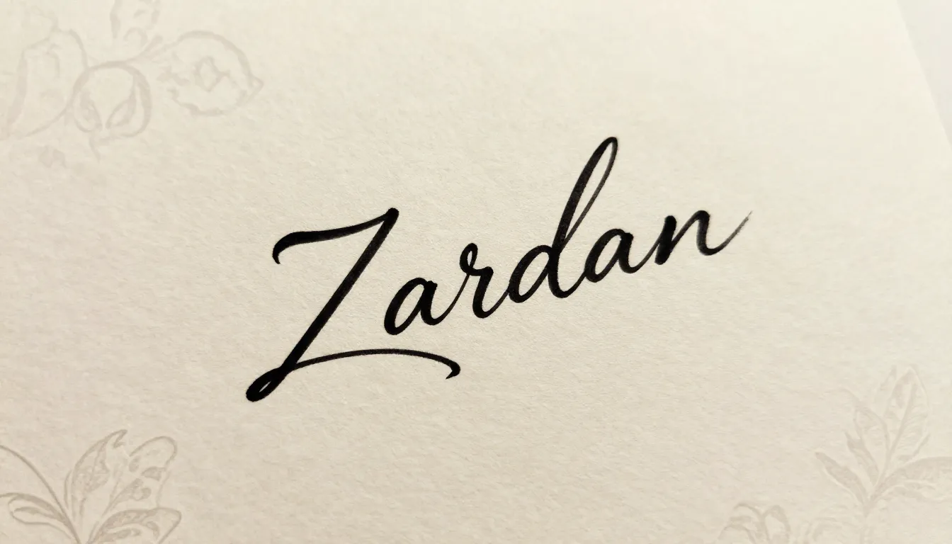Elegant handwritten calligraphy logo 'Zardan' written with a...
