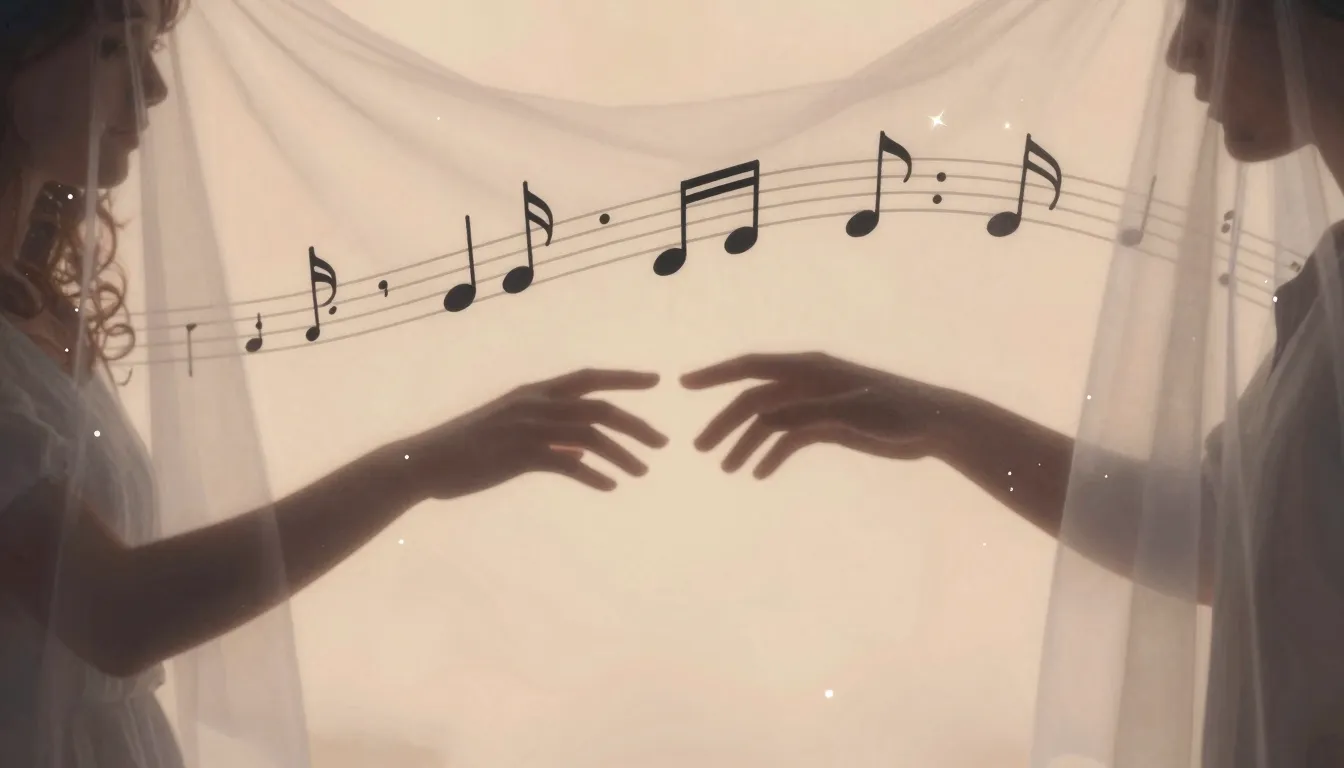 A tender artistic illustration of two silhouettes reaching o...