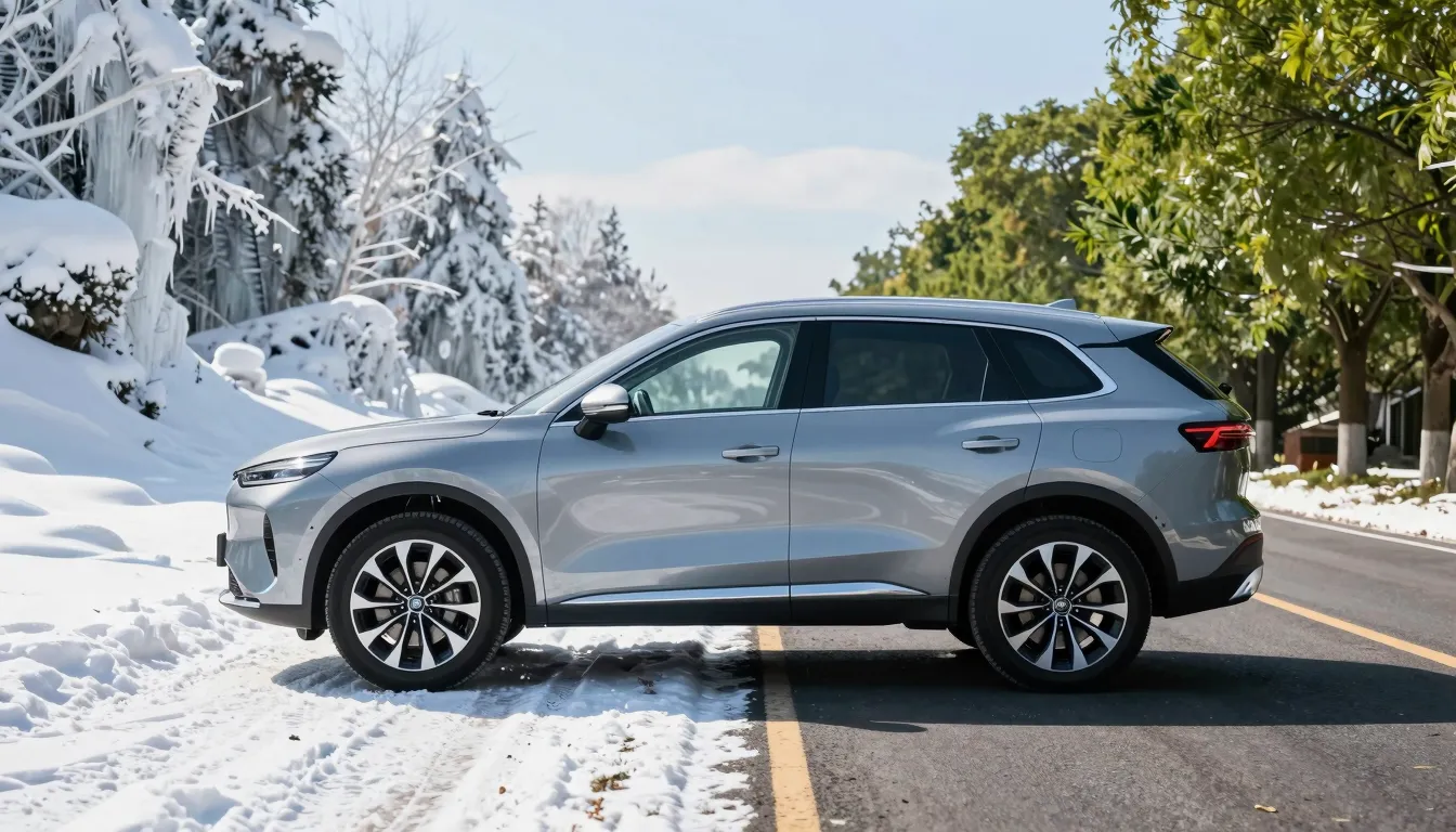 A powerful modern SUV crossover positioned in the center of ...