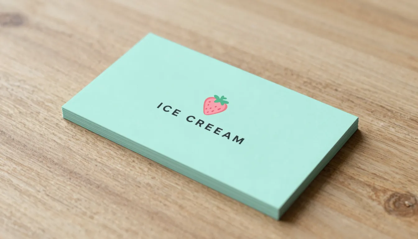 Minimalist business card design for an ice cream brand, past...
