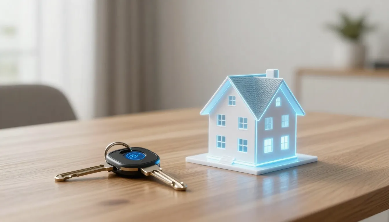 A modern, stylish real estate concept for 2026. A digital ke...