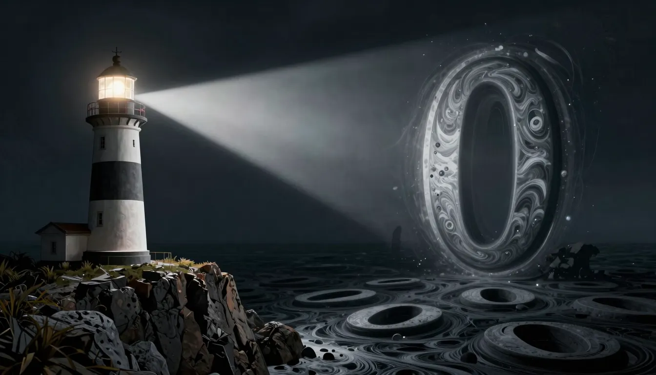 An abstract representation of the number '1' as a lighthouse...