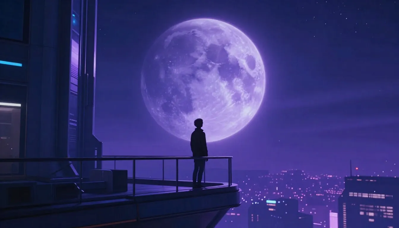 Cinematic shot of a lonely person standing on a balcony of a...