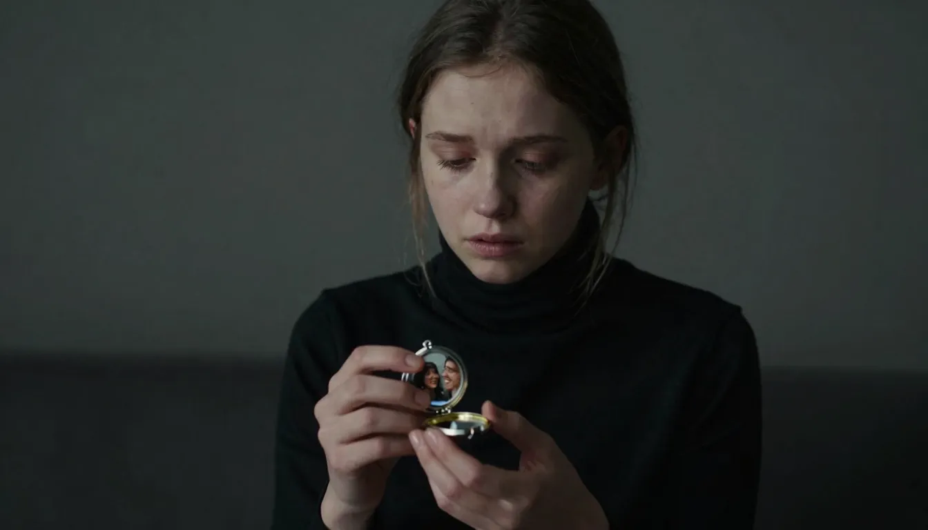 A minimalist portrait of a Slavic girl in a simple black tur...