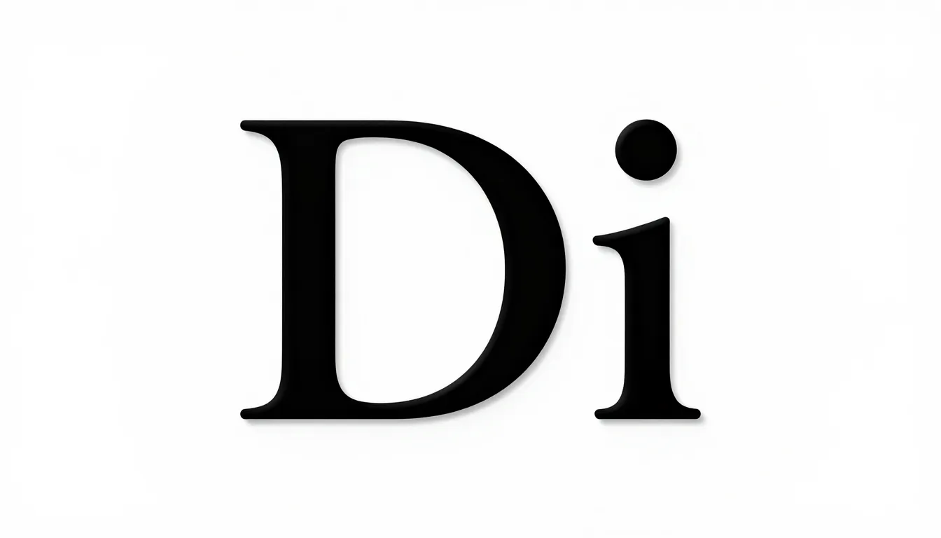 Top view of a minimalist logo 'Di' designed for embossing. T...