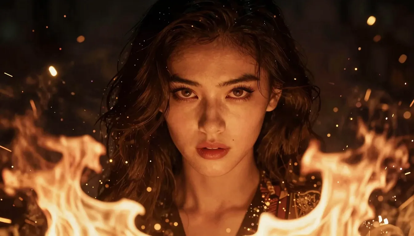 Cinematic portrait of a stunning woman with an intense magne...