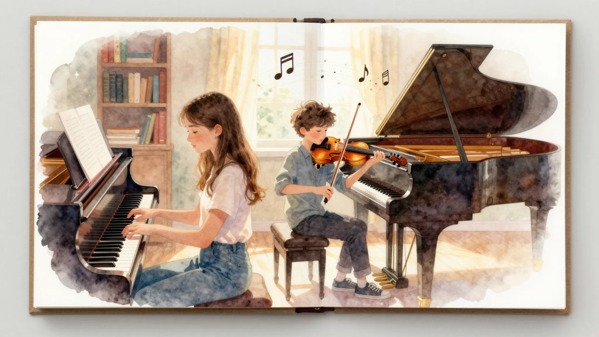 A beautiful artistic illustration for a greeting card. A coz...