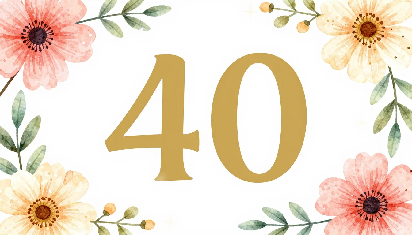 A festive greeting card style illustration for a 40th birthd...