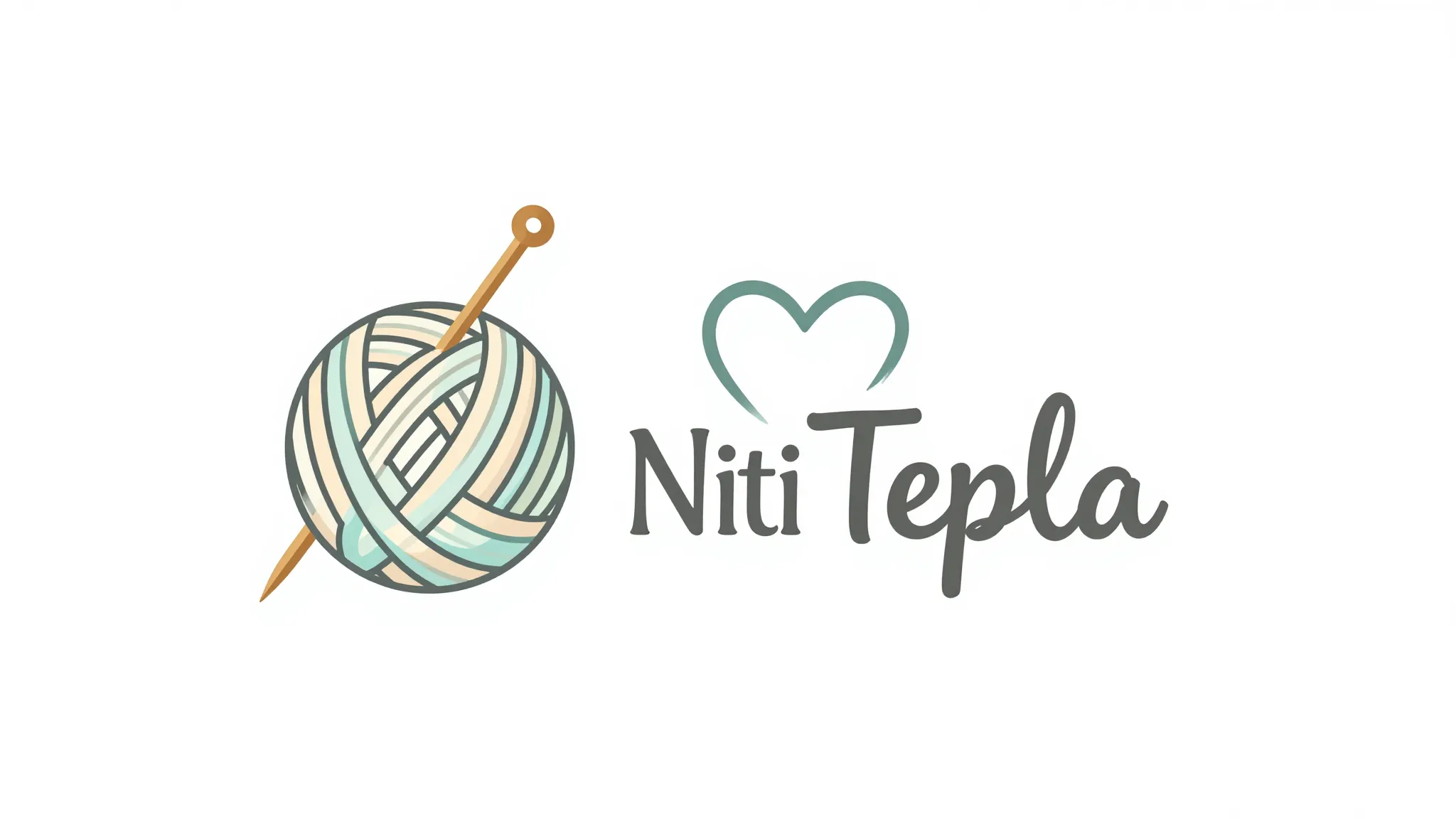 Elegant logo for a brand named 'Niti Tepla', stylized yarn b...