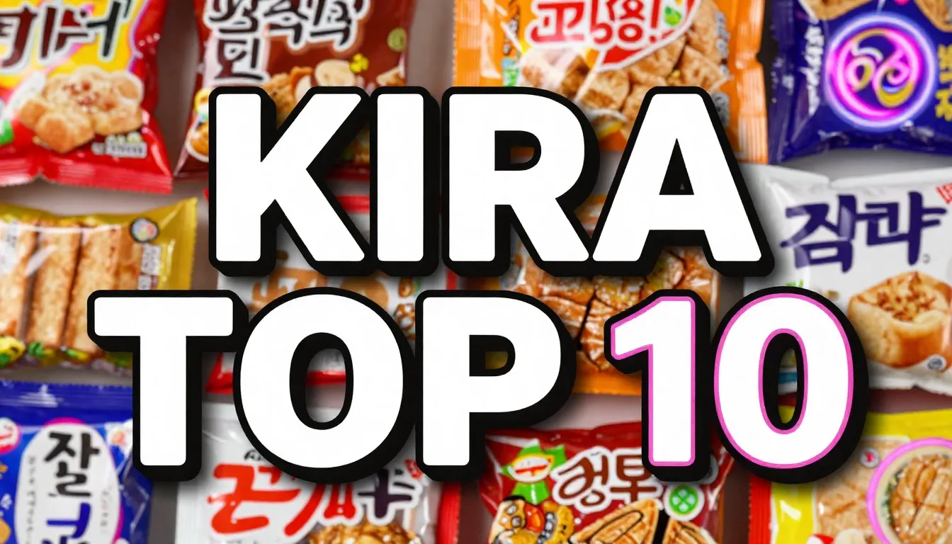 YouTube thumbnail design with large bold text 'KIRA TOP 10',...
