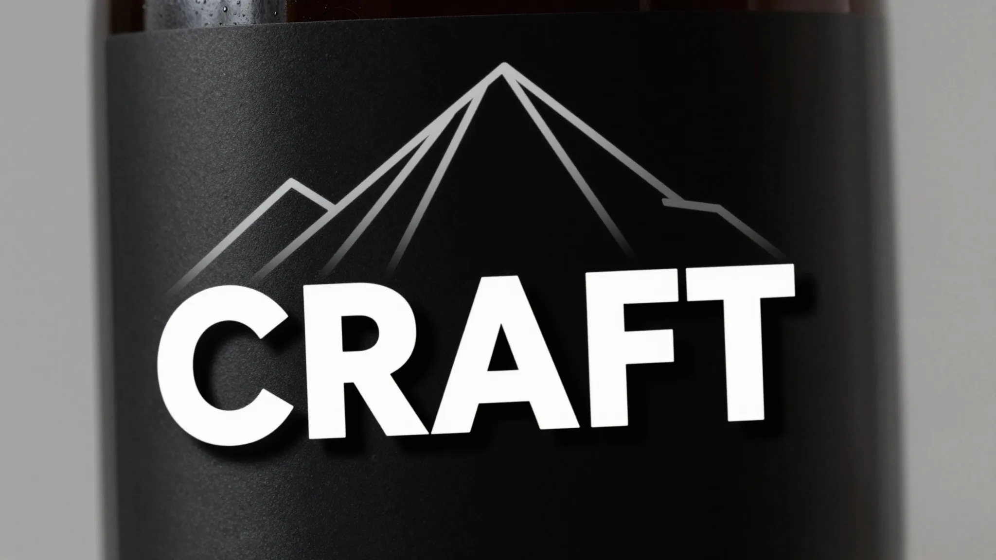 Modern minimalist sticker design for a bottle, matte black b...