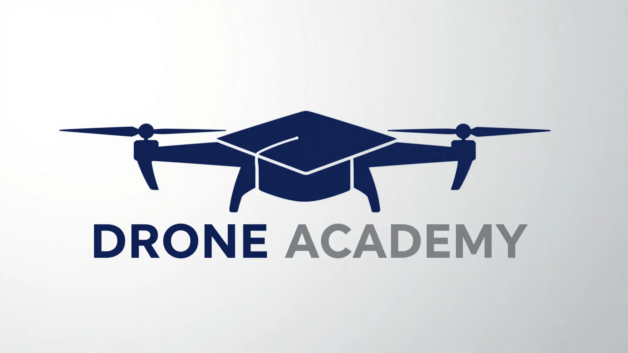 Minimalist logo design for 'DRONE ACADEMY', a stylized drone...
