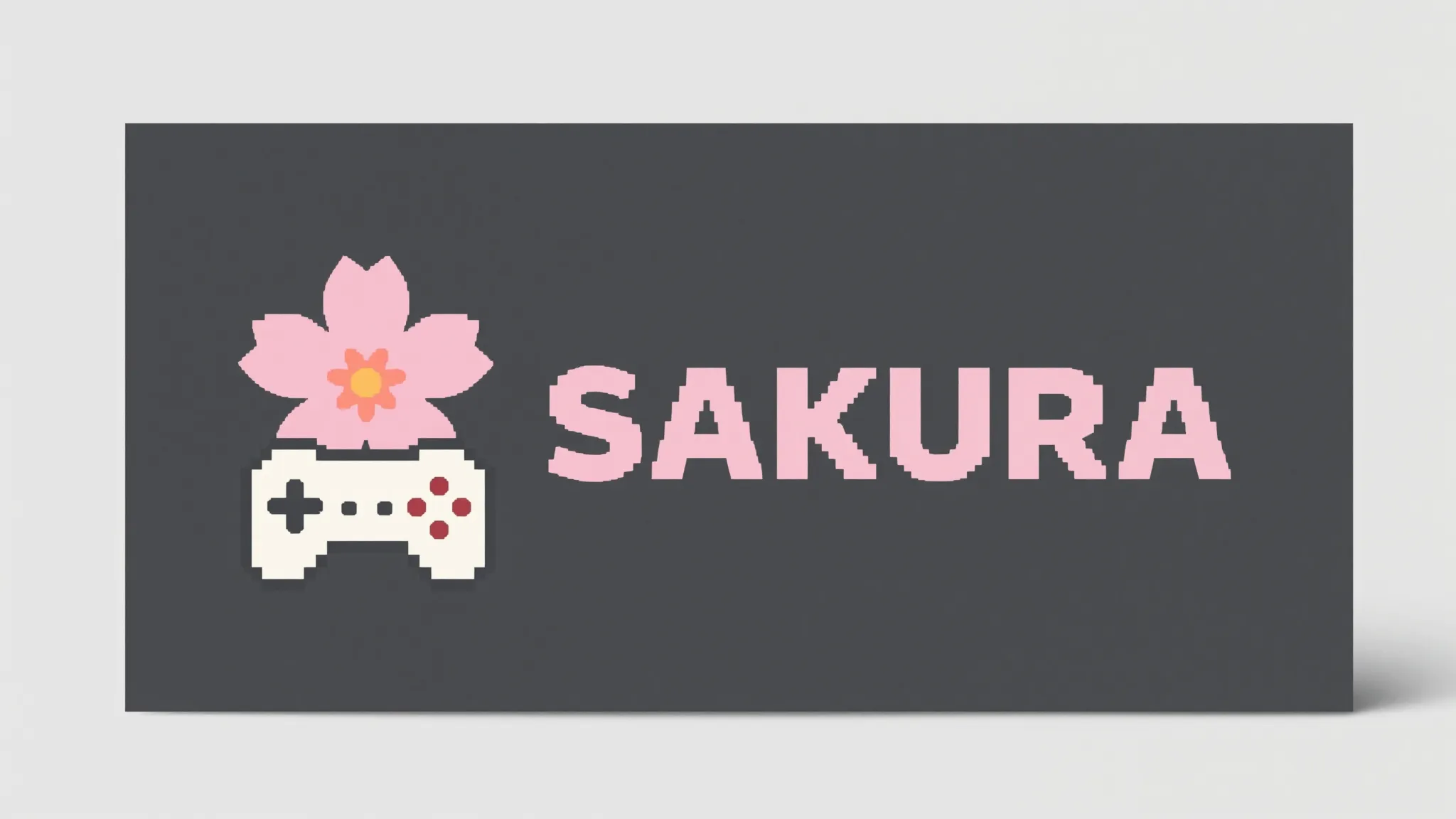 Business card design for 'SAKURA coffee game'. Front side: m...