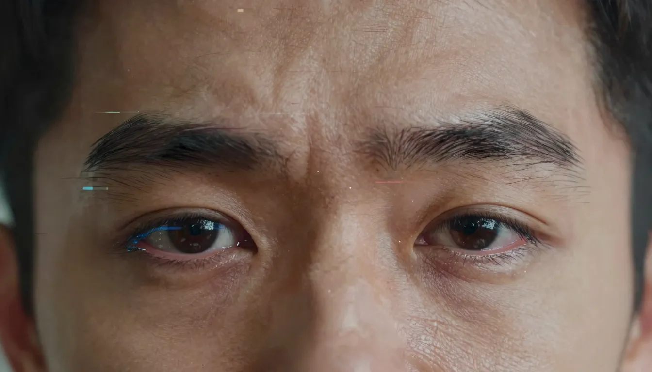 Detailed close-up of a human forehead with expressive wrinkl...