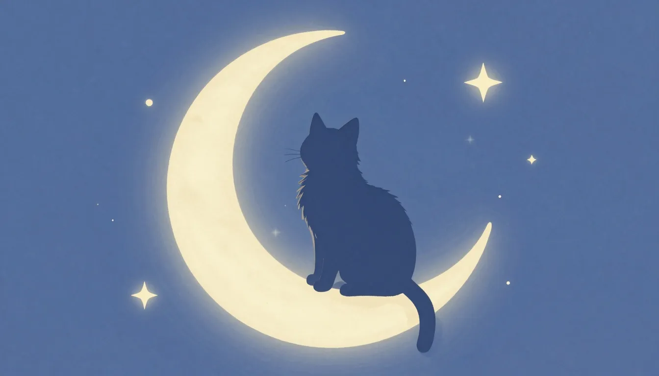 A peaceful and soft illustration of a fluffy cat silhouette ...