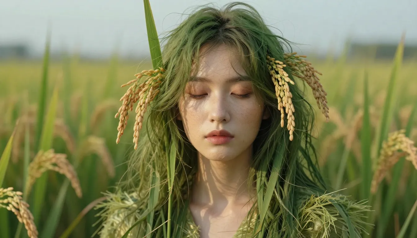 Surreal portrait of a person whose hair and clothing are com...