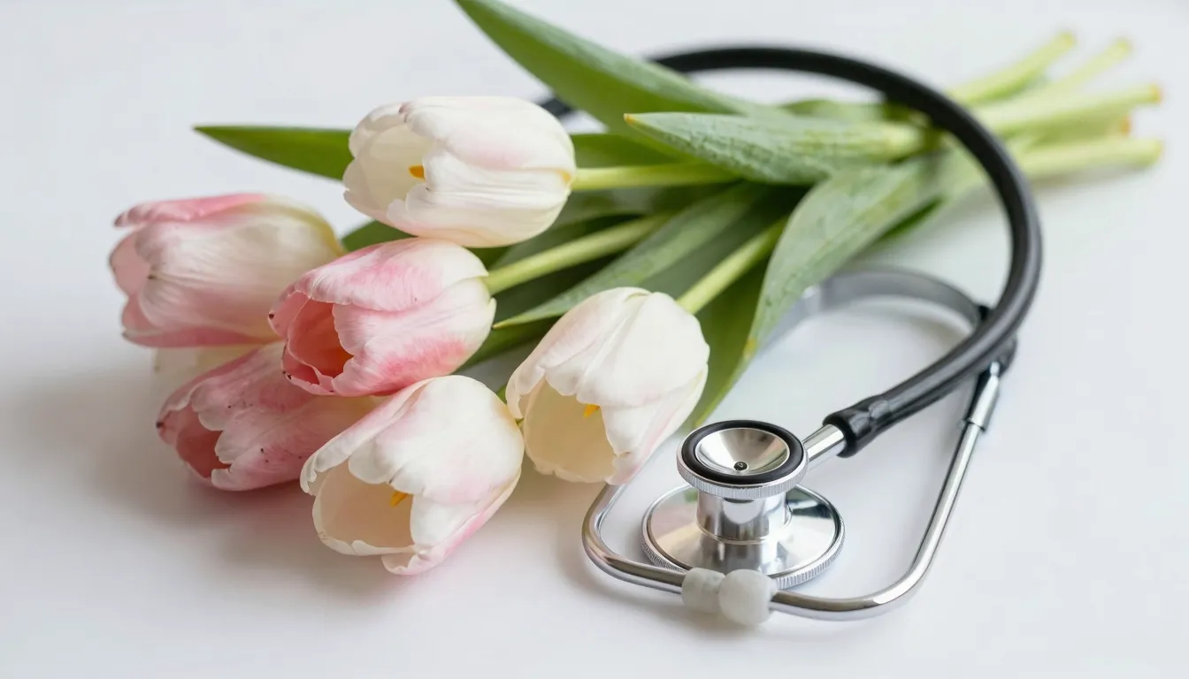 A beautiful medical symbol combined with delicate flowers, s...