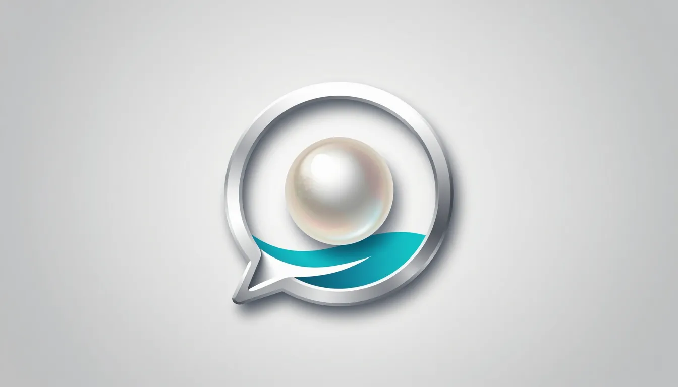 Logo icon for a chat app, a simple pearl inside a stylized w...