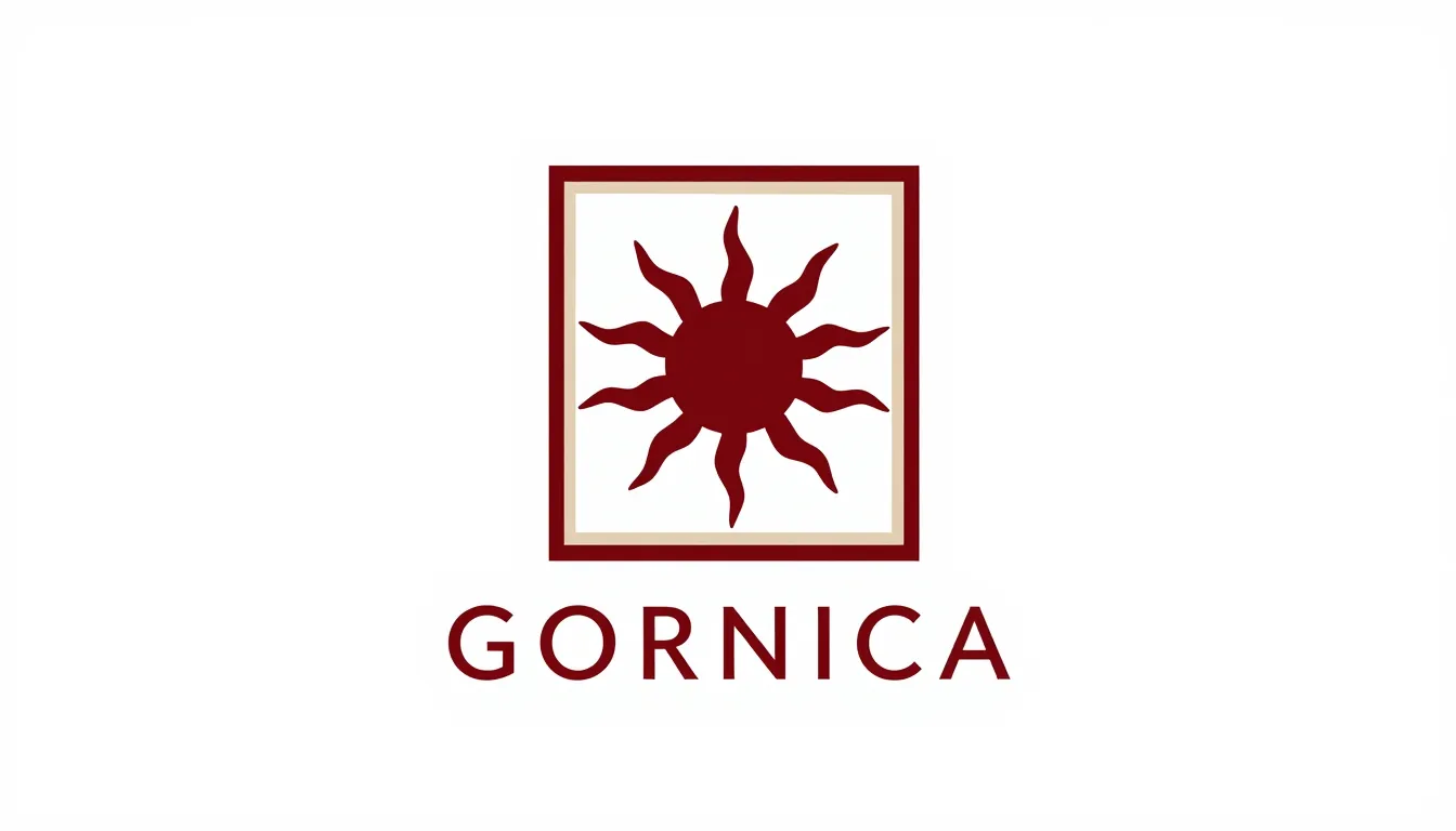Minimalist logo for a brand named 'GORNICA'. The icon is a m...