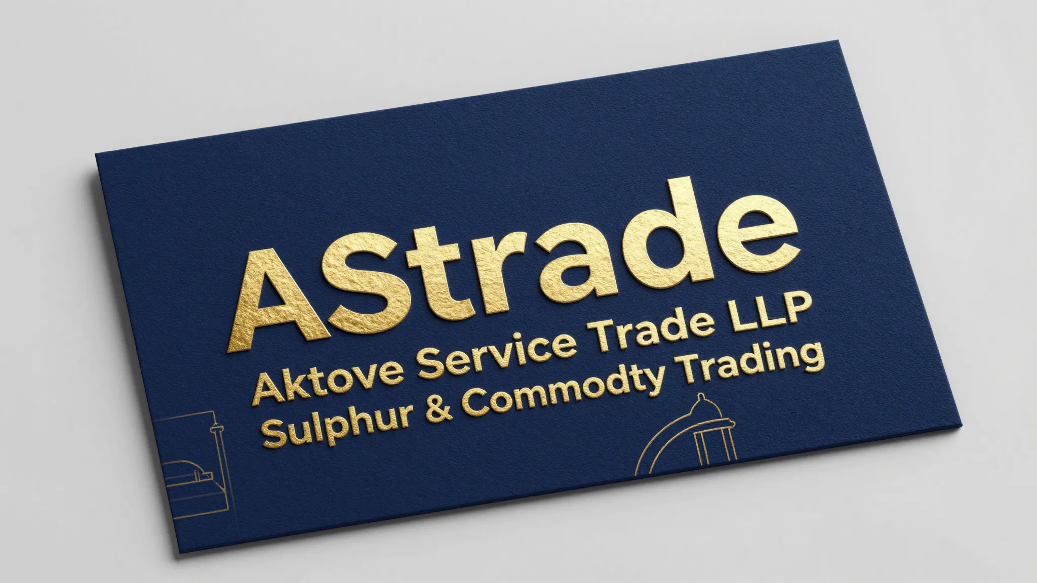 Front of a luxury business card, deep midnight blue backgrou...