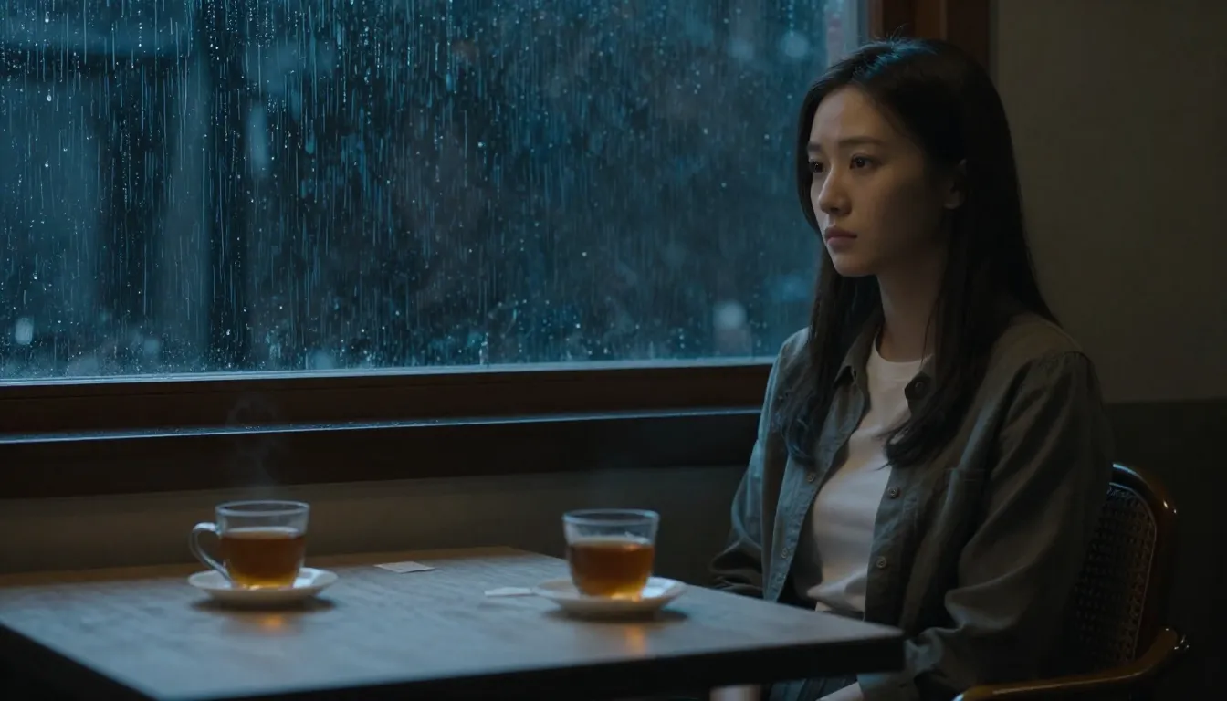 Cinematic video based on the provided photo. The woman is si...