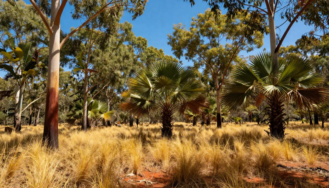 Tropical monsoon woodland near Darwin Australia, eucalyptus ...