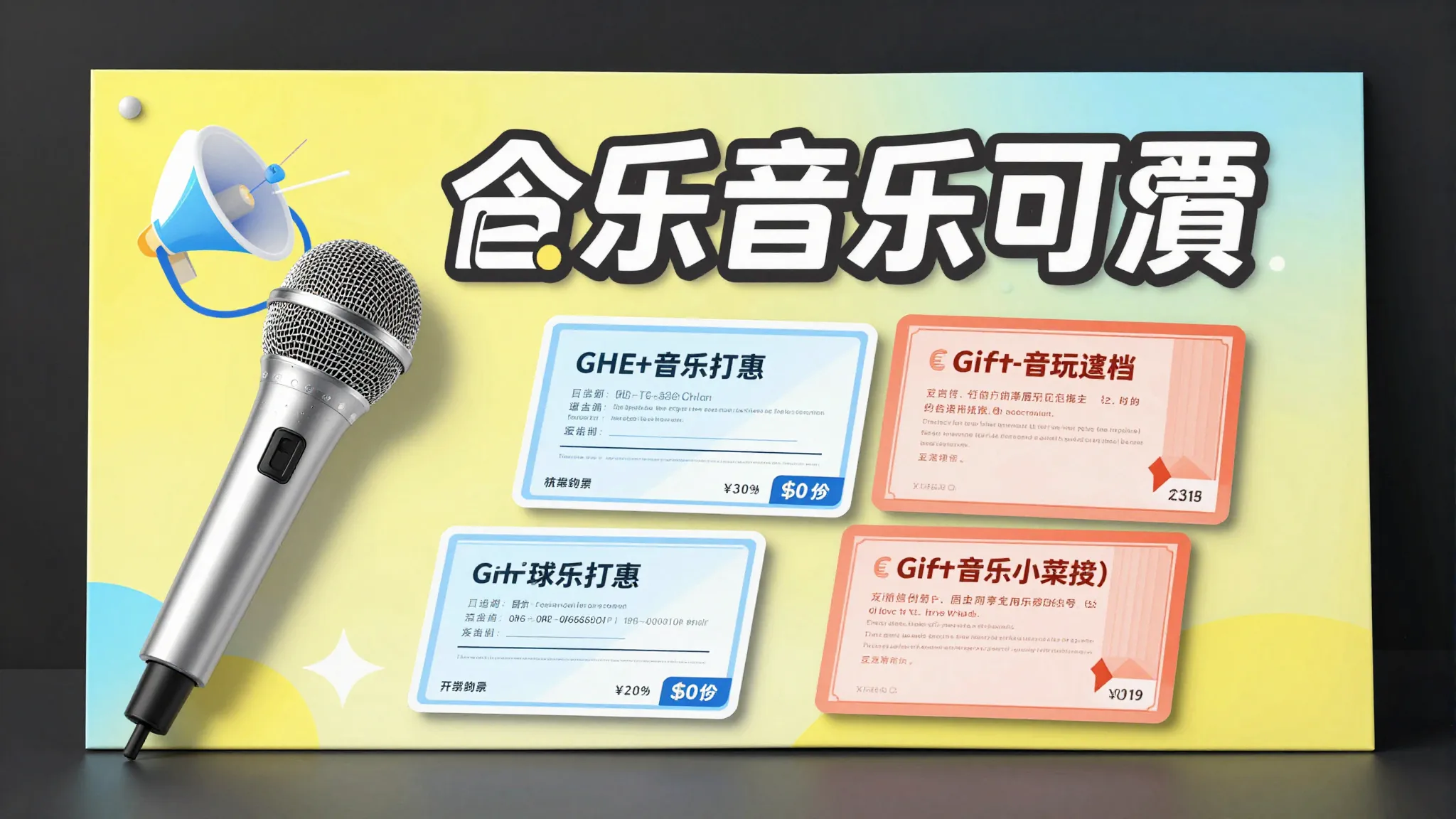 A bright promotional banner for a music lottery, featuring a...