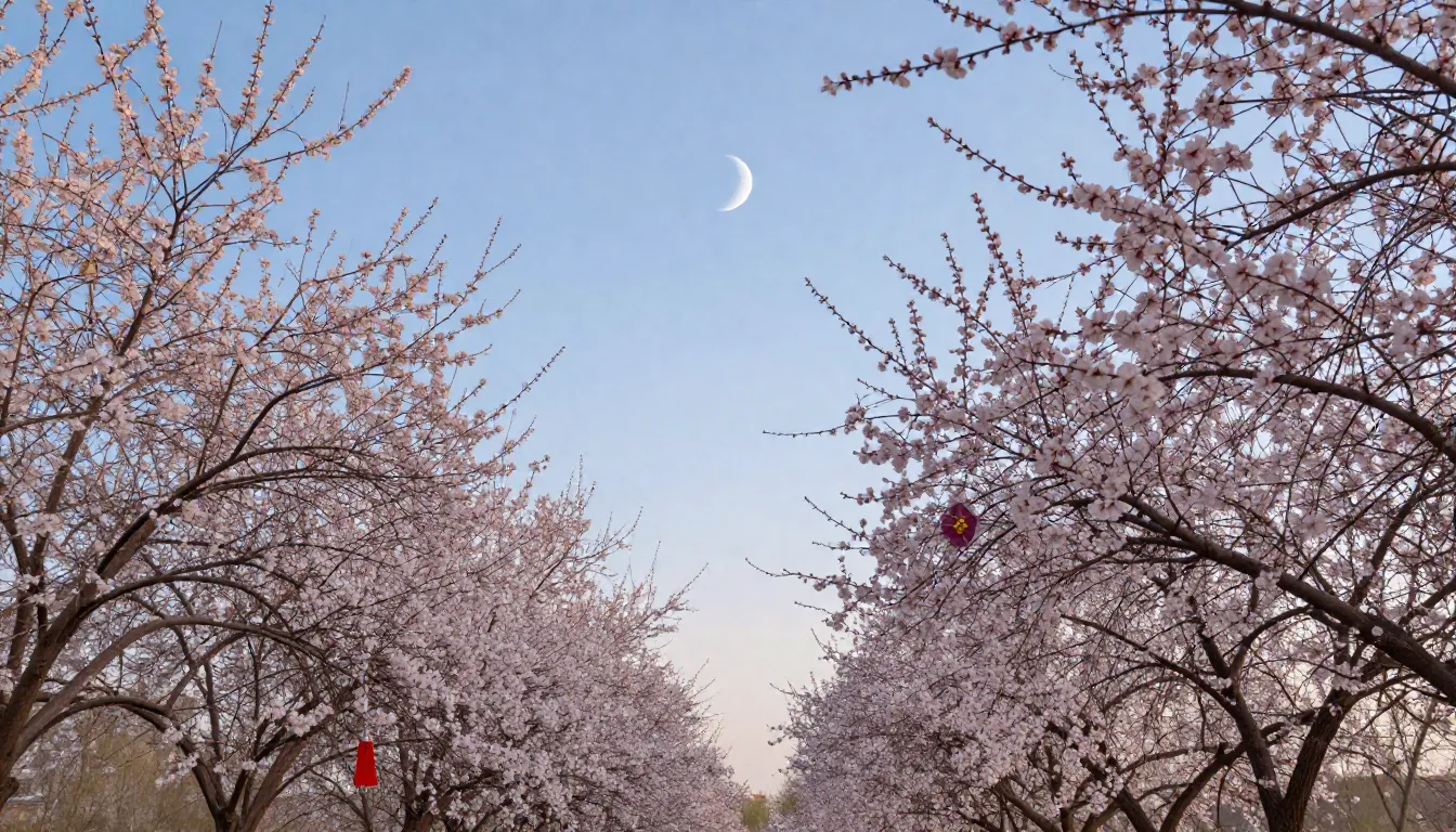Festive spring atmosphere with traditional Central Asian pat...