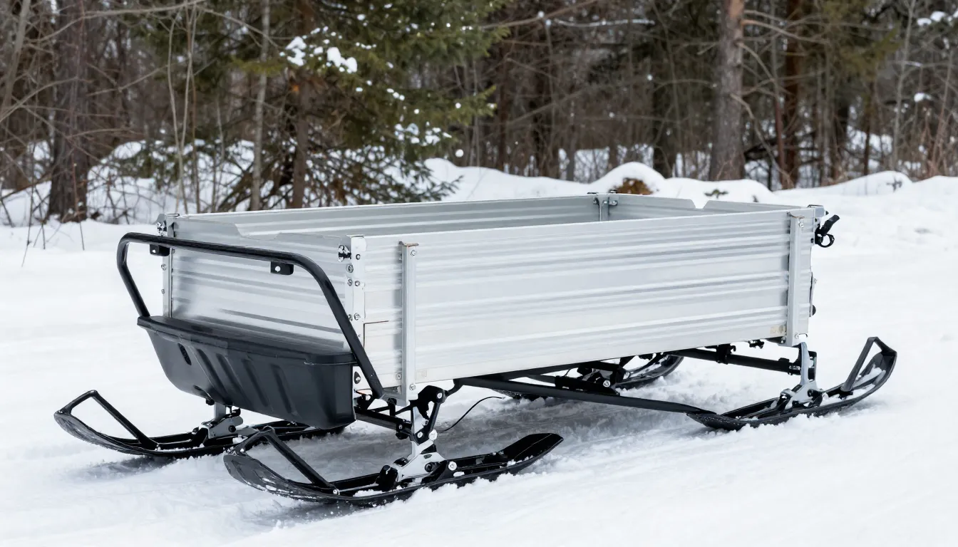 Heavy duty aluminum cargo sled for snowmobile, rugged design...
