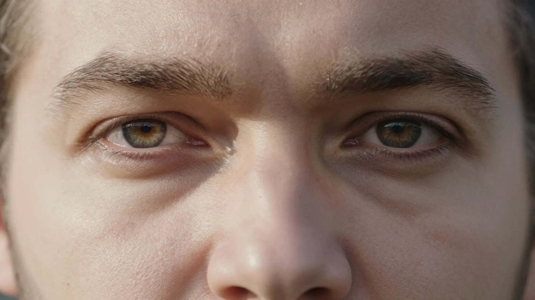 Close-up of a noble Slavic man's face. His eyes are the foca...
