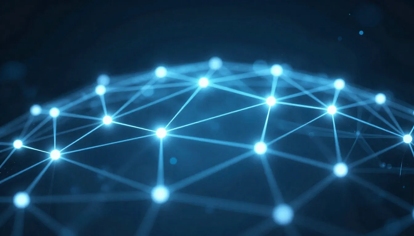 Abstract representation of connected digital nodes, glowing ...