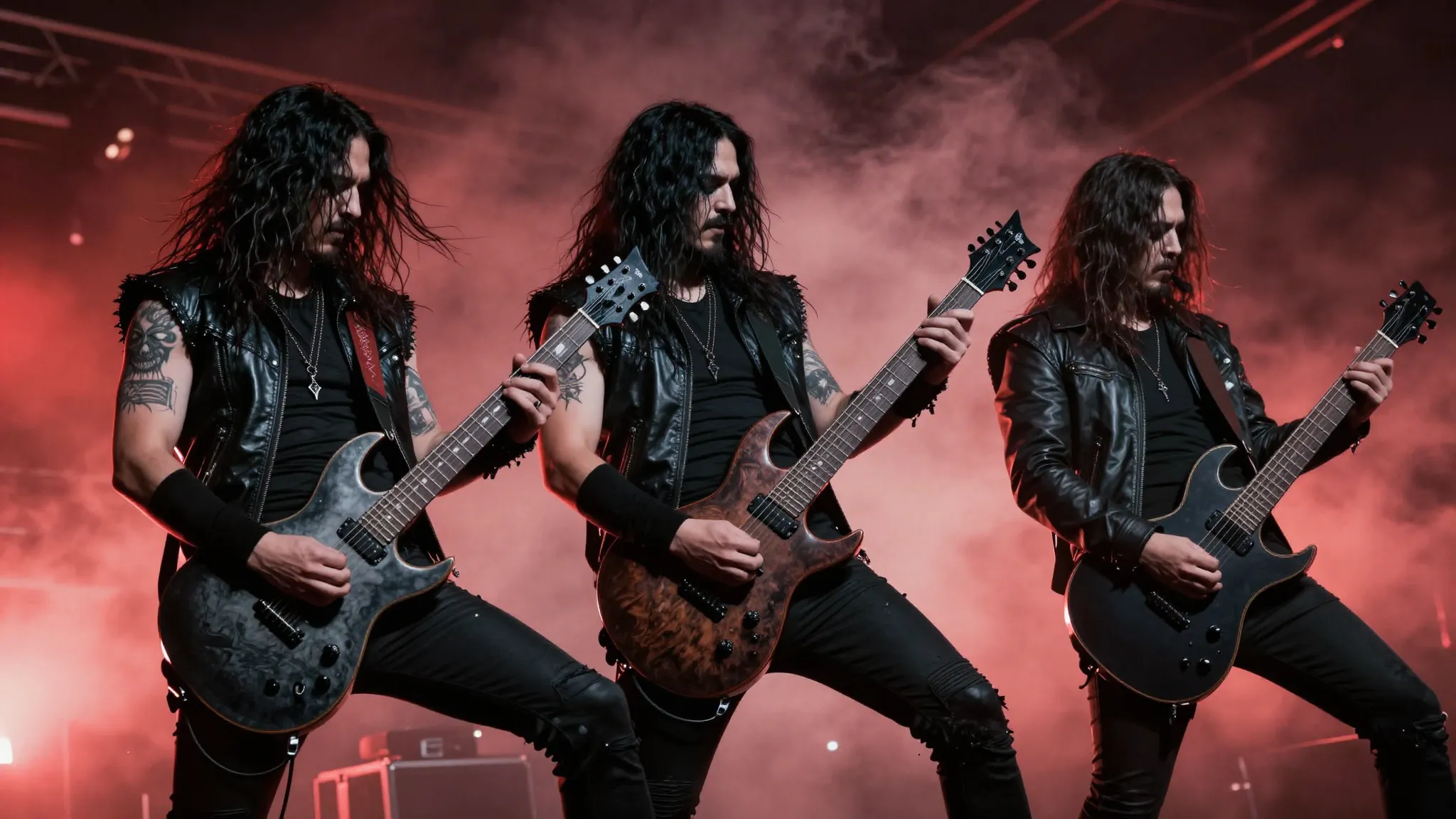 Dark aesthetic of heavy metal, electric guitars with sharp e...