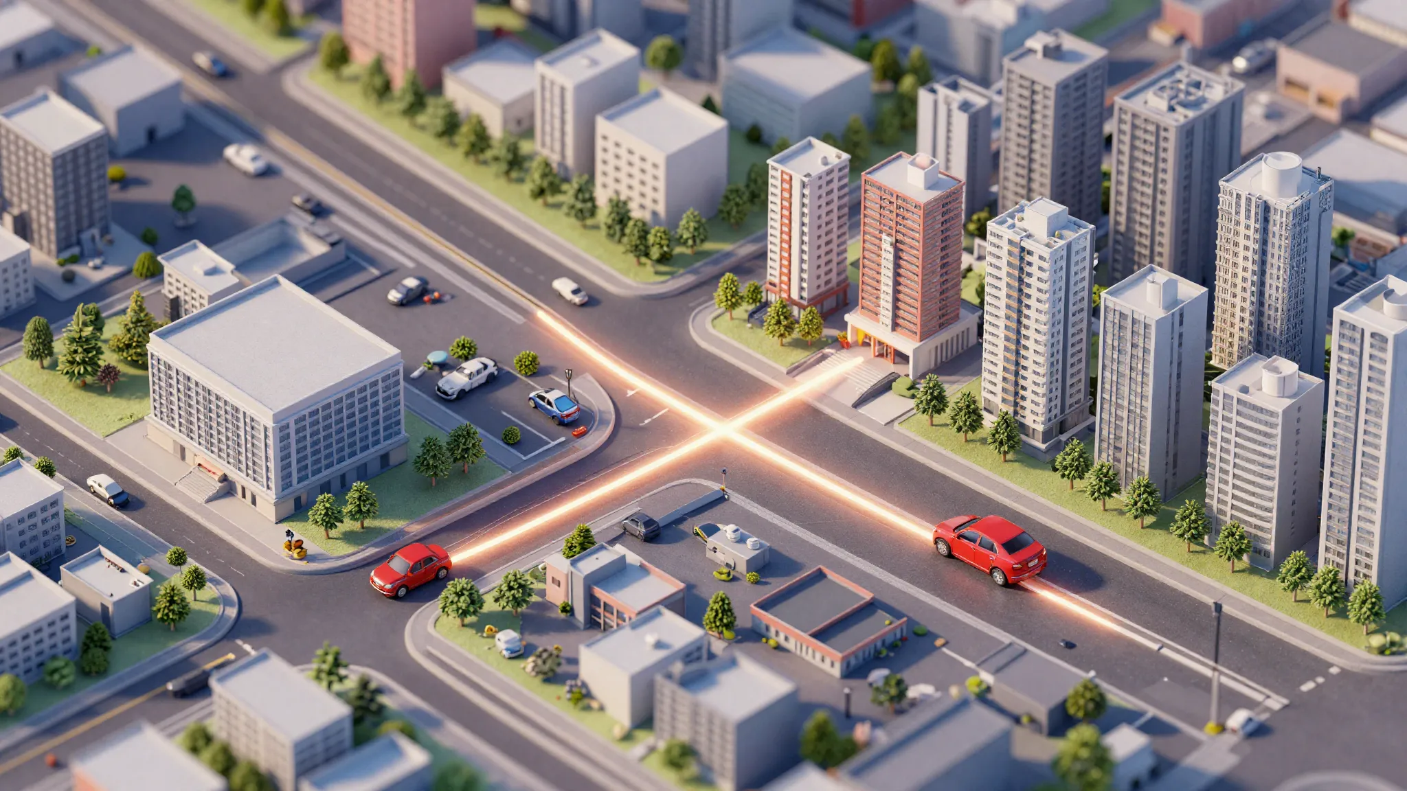 A high-detail 3D isometric view of Krasnodar city map. A sma...