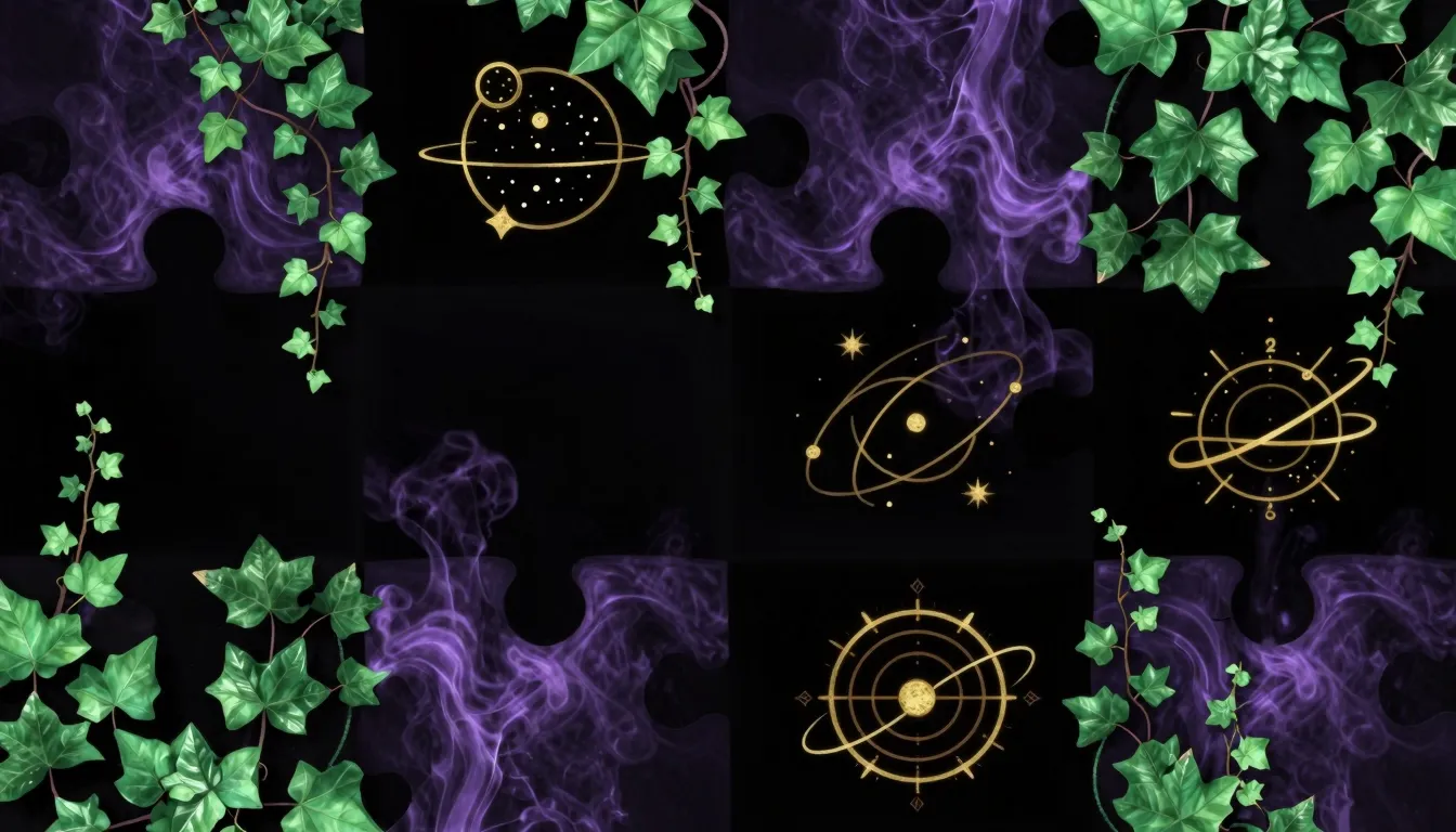 Instagram puzzle grid layout for an esoteric group, seamless...