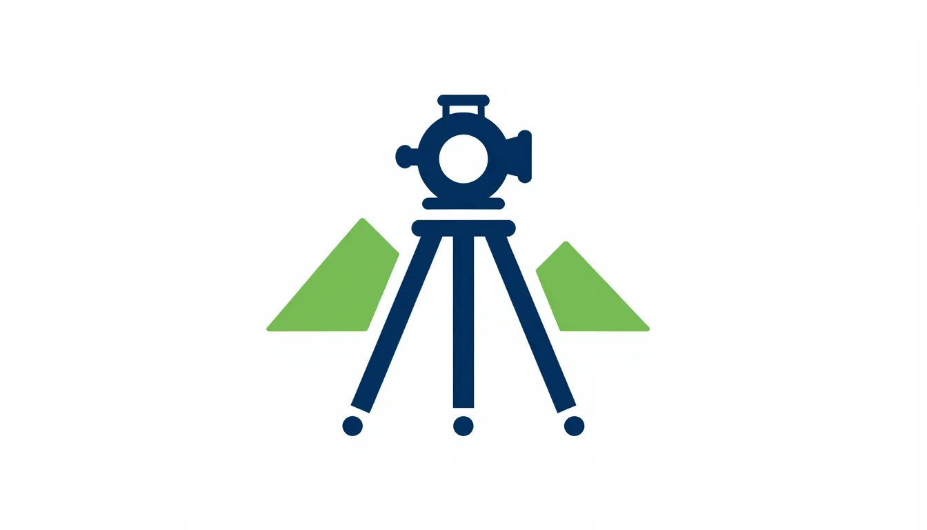 Minimalist logo for a land surveyor, icon combining a survey...
