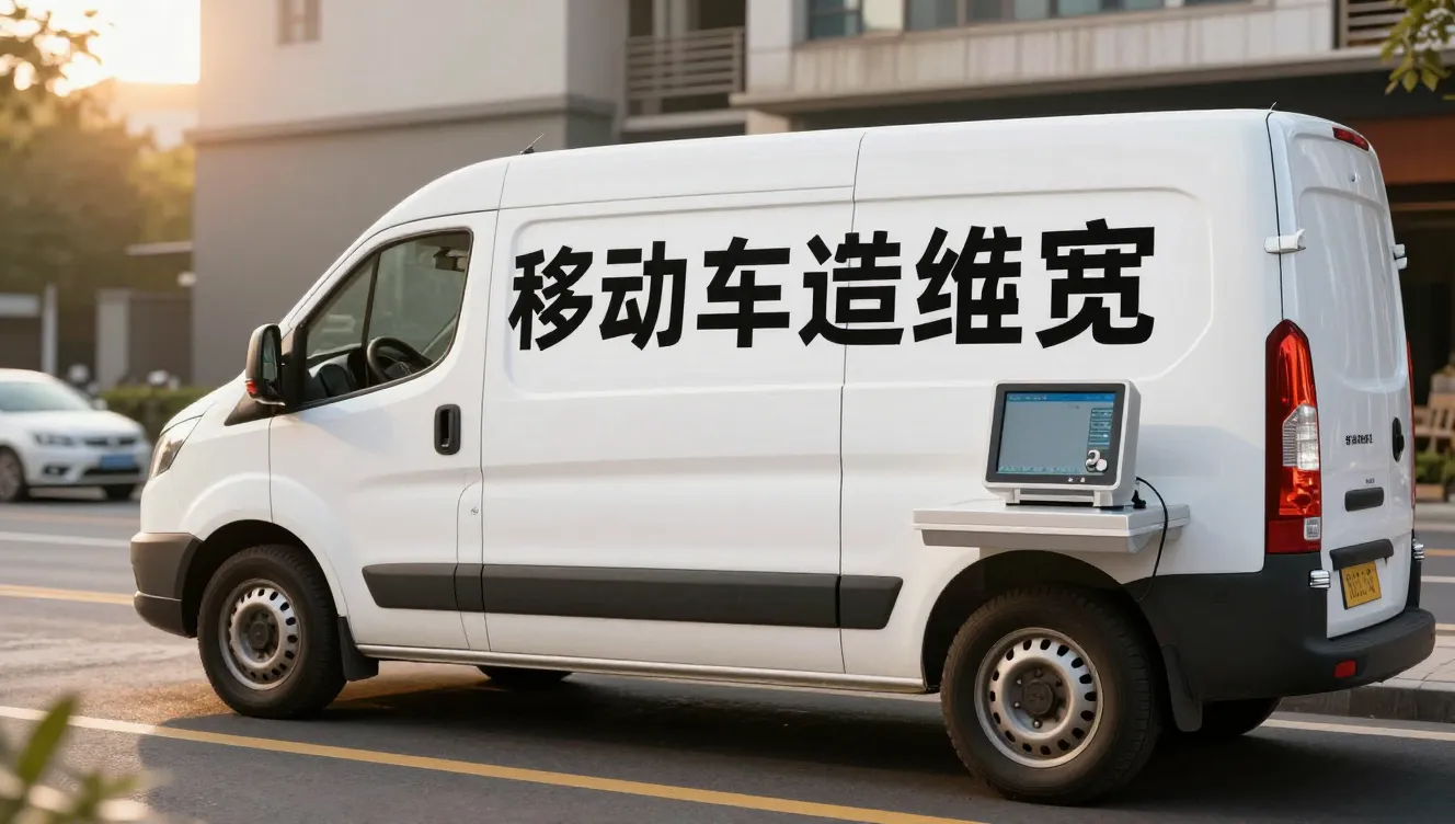 Outdoor advertising banner for mobile car repair service. A ...
