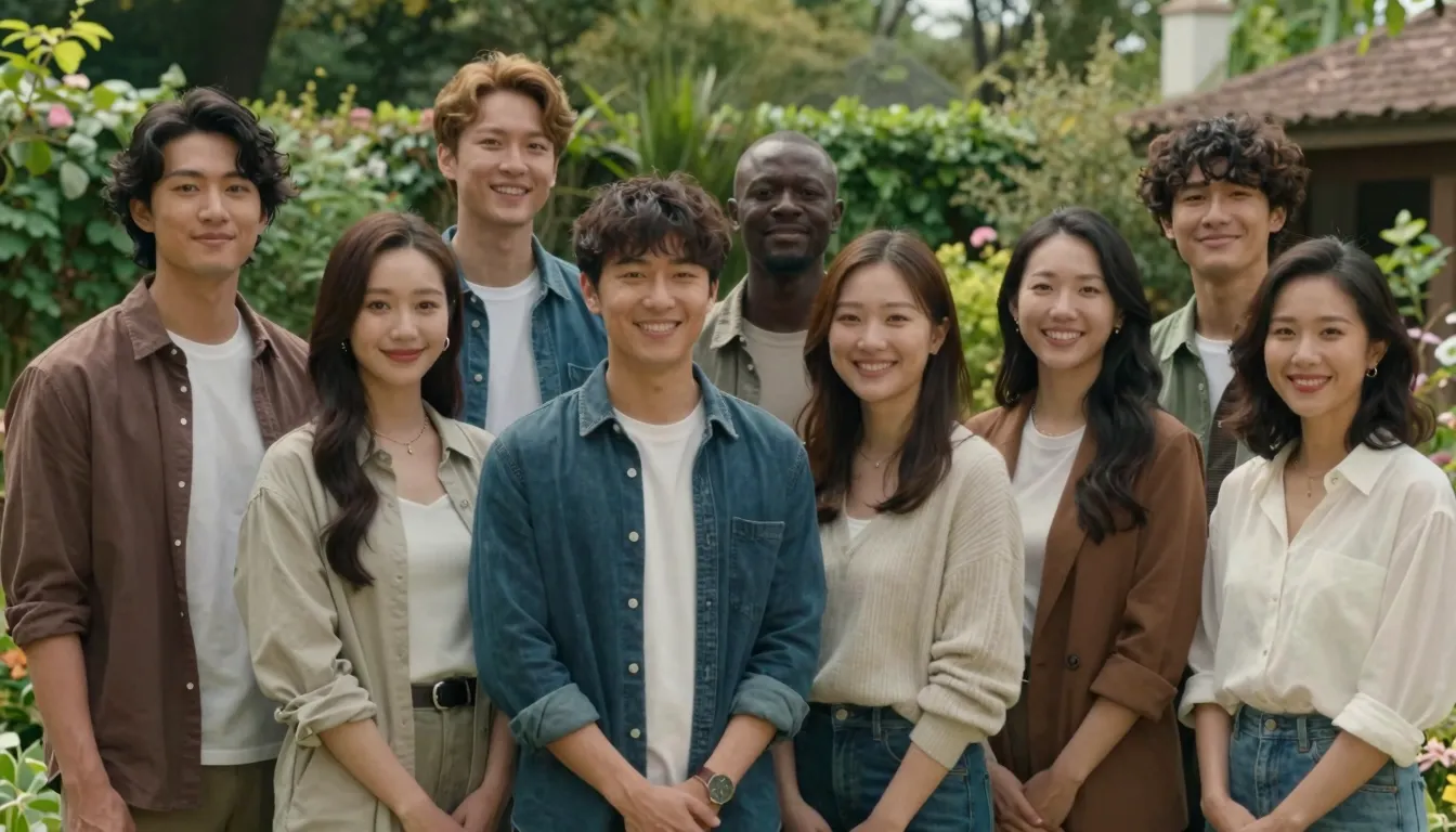 A high-quality realistic portrait of a group of 8 diverse pe...
